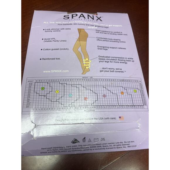 NEW Spanx Leg Support All the Way Pantyhose Size F Nude Made In USA - Picture 7 of 9